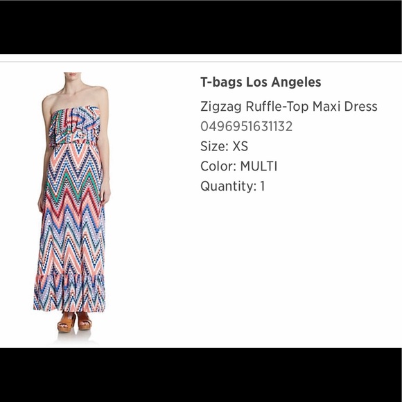 T-Bags Zig Zag Strapless Ruffle Tiered Maxi Dress - Picture 3 of 3